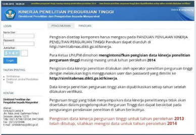 Pengisian Data Evaluasi Kinerja Penelitian PT Tahun 2013 dan 2014